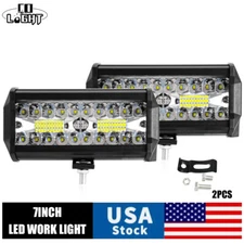 2x 7Inch 30000LM LED Work Light Bar Flood Spot Pod Offroad Fog Driving ATV Truck