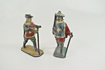 2 ANCIENS SOLDATS DE PLOMB PEINTS MOUSQUETAIRE CBG MIGNOT LUCOTE 5,5 CM XXe