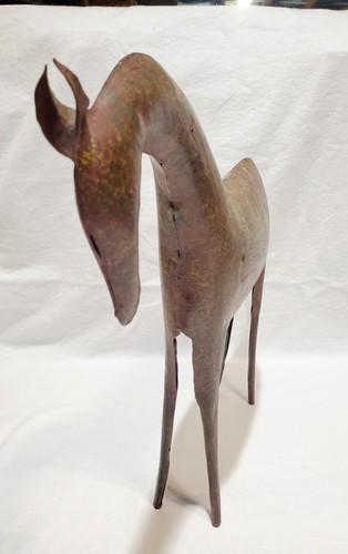 Vintage Art Folded Metal Horse Statue 20" Tall X 15" Long Speckled Brown Coat - Picture 6 of 9
