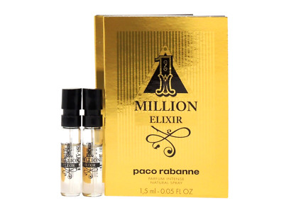 PACO RABANNE 1 MILLION ELIXIR 1.5ml .05fl oz x 2 COLOGNE SPRAY SAMPLE VIALS