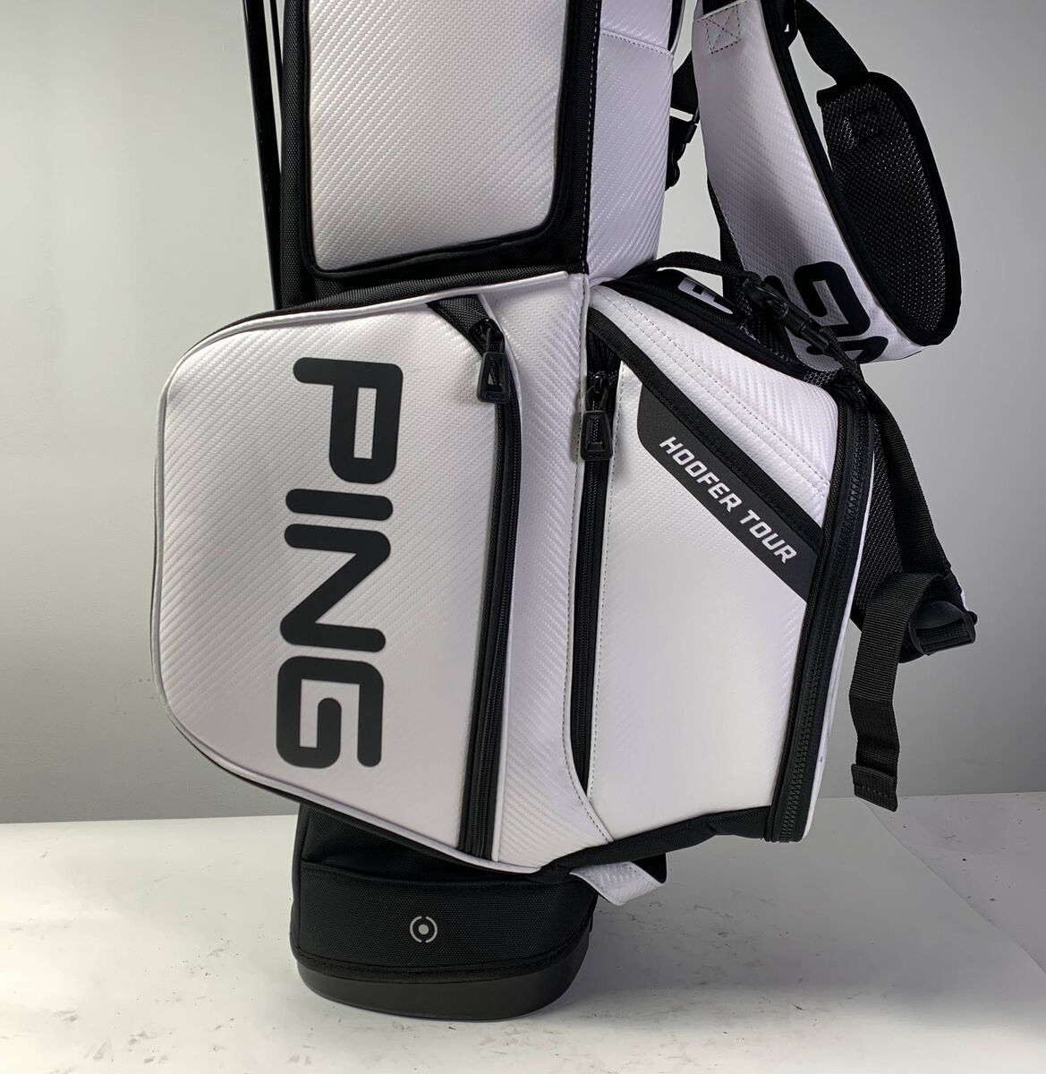 Ping Hoofer Tour Stand Bag White Black 5-Way Divide Dual Ping Hoofer Tour Stand Bag White Black 5-Way Divide Dual