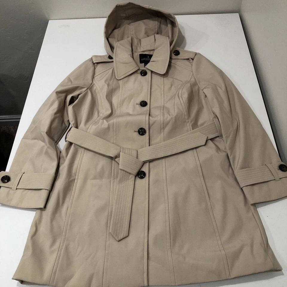 Maxi gabardina para mujer London Fog PIEDRA - grande