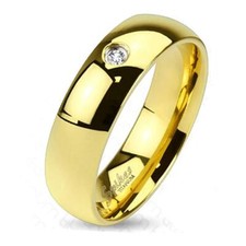 Men Women Titanium Gold Zircon Engagement Ring 4373