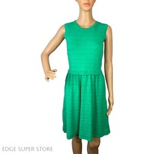 Cynthia Rowley Bright Green Sweater Knit Cotton Stretch Sleeveless Dress Medium