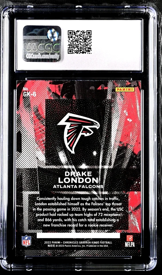 2022 Panini Chronicles Gridiron Kings #GK-6 Drake London Rookie RC CGC 9.5 POP 1 - Image 2 of 3
