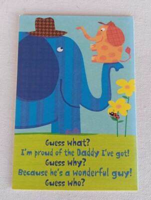 Greeting Card & Env Happy Birthday Daddy From Son or Daughter Cute Elephant 