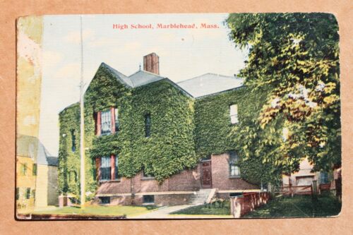 Old postcard HIGH SCHOOL, MARBLEHEAD, MA - Picture 1 of 2