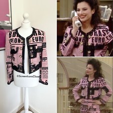 90s Vintage Moschino Couture Newspaper Blazer As Seen On Fran Fine