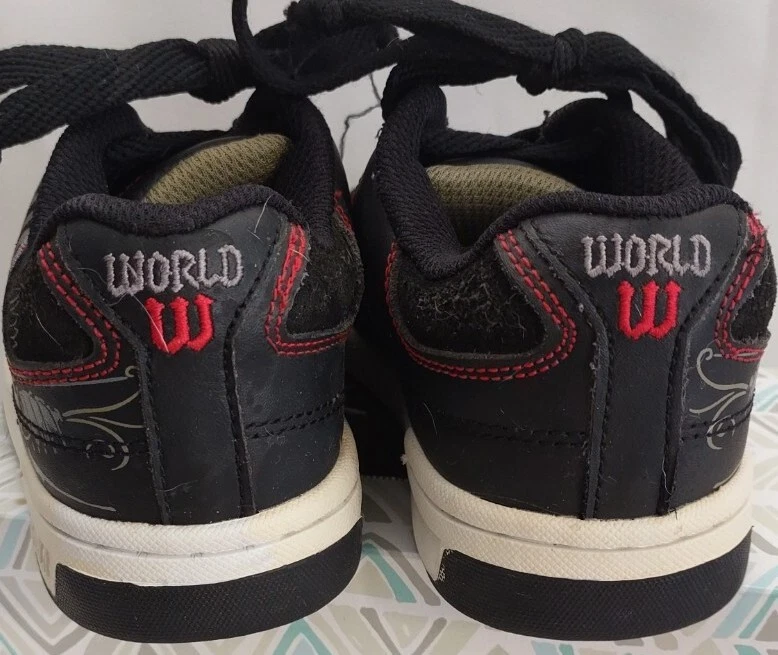 World Industries Vandal Negro Rojo Zapatos de Skate Tenis Informales Niños Jóvenes Talla 1 Foto 4 de 4