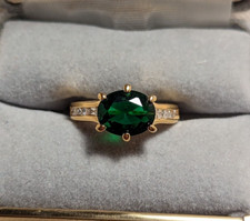 3 Ct Oval Cut Lab Created Emerald Women's Wedding Ring 14K Yellow Gold Plated