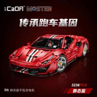 Cada Ferrari 488 Pista Supercar Maßstab 1:8 3236 Teile Baustein Set
