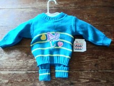 NEW NWT 18 mo abc knit Pint Size girls sweater and pants blue set 1990s funky