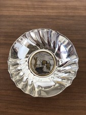 Piattino In Acciaio Silver Plated Italy Con Placca In Argento 925 Ciotola Decoro