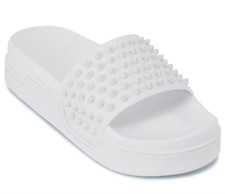 Christian Louboutin Pool Fun Donna Spike White Leather Slide Sandals — listing 4