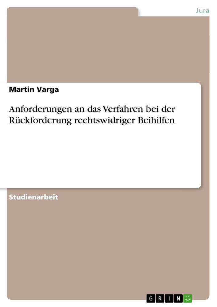 Thumbnail - Martin Varga | Anforderungen An Das Verfahren Bei Der Rückforderung...