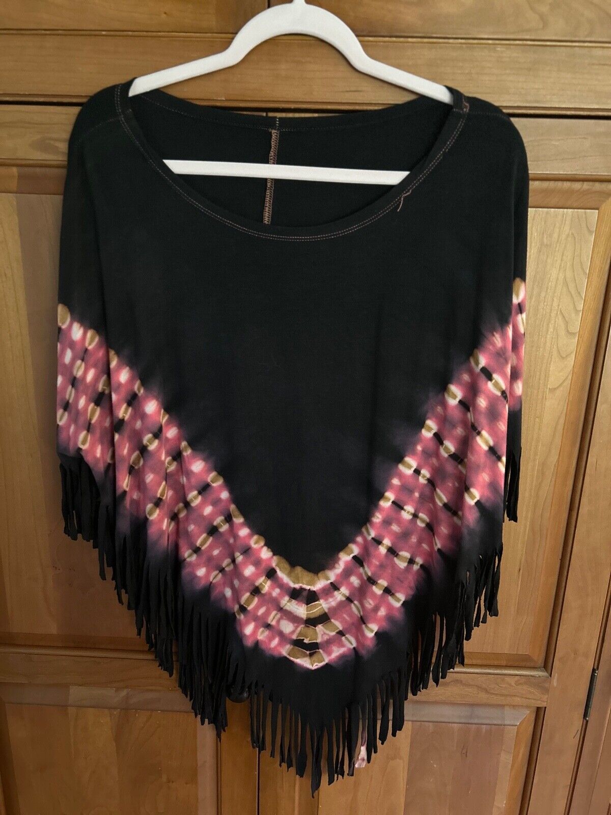 Womens Black Pink Unbranded Boutique Poncho OS Fr… - image 1
