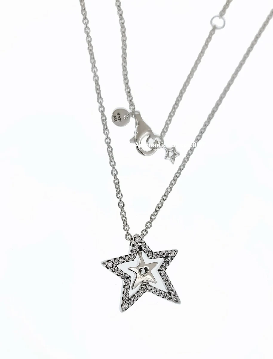 NEW 100 Authentic PANDORA 925 Pav Asymmetric Star Collier