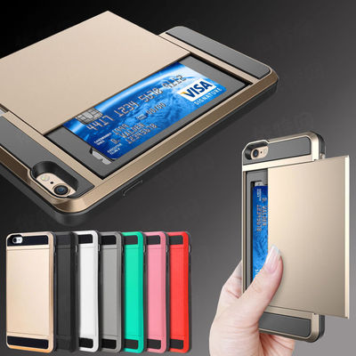 Hard Hybrid Armor Case Cover mit Slide Card Slot Holder für alle Handymodelle UK
