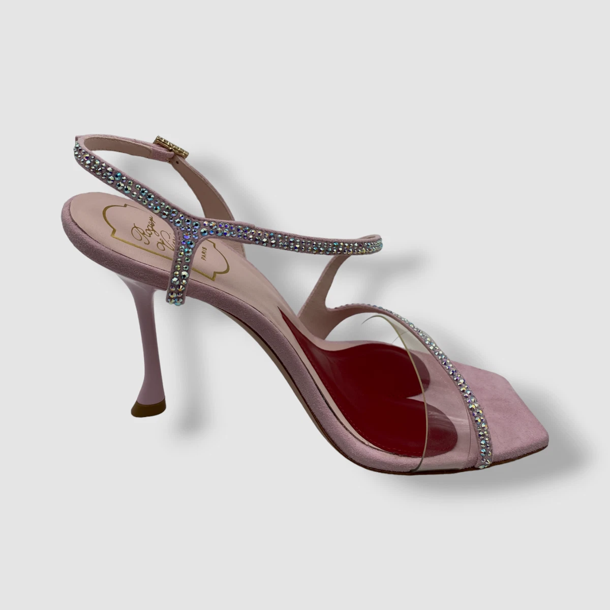 $1245 Roger Vivier Women's Pink Strappy Crystal I Love Vivier