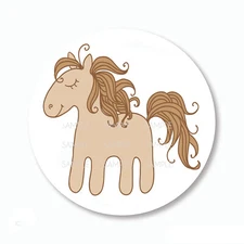 30 Brown Pony Stickers Labels Scrapbook Stickers 1.5" Round Envelope Seals