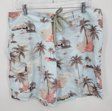 Panama Jack Swim Trunks Mens 36 Blue Hawaiian Board Shorts Beach Not Lined