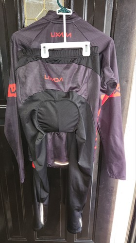 Lixada Men's Cycling Jersey Suit w/ Thermal Fleece and Long Sleeves Padded Pants - Picture 8 of 16