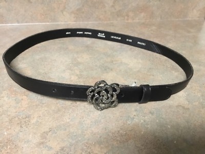 Fossil Leather Belt Rhinestone Flower Buckle Bling BT3724001  display picture 1