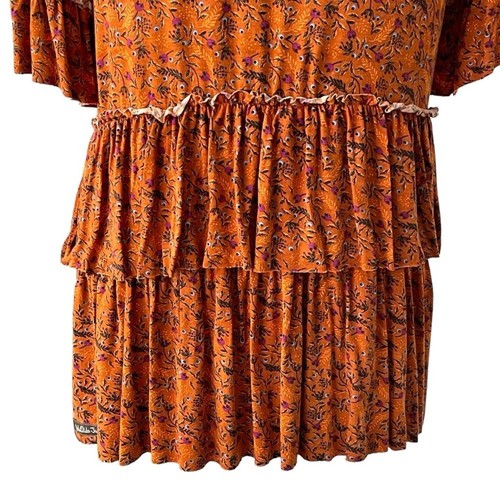 Matilda Jane Give Thanks Blumen Rüschen Stufen Bauern Top Damen Gr. S Orange " - Bild 7 von 9