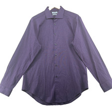 Calvin Klein Slim Fit Men's Size L Solid Purple Stretch Long Sleeve Casual Shirt