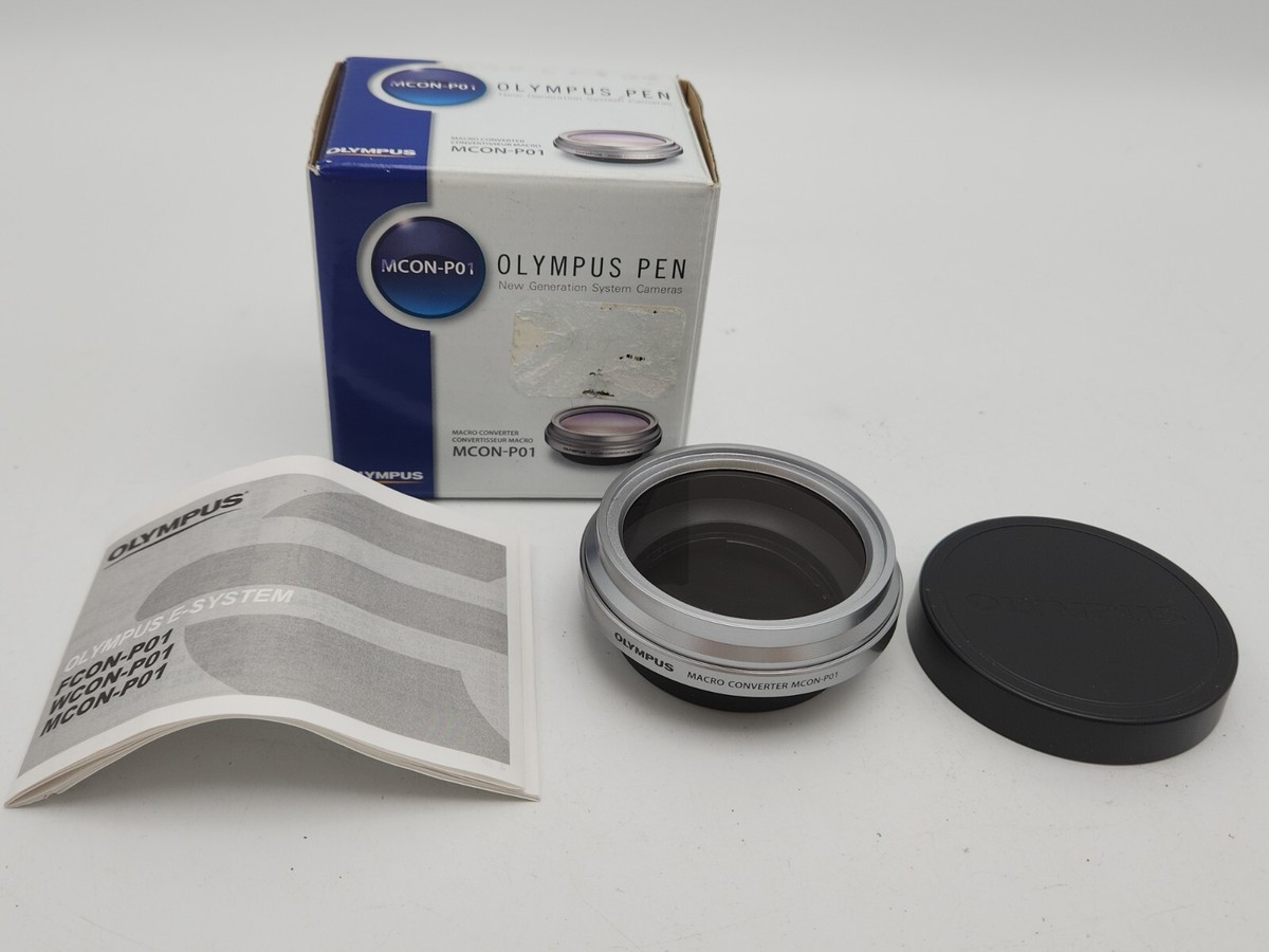 OLYMPUS - ＯＬＹＭＰＵＳ　ＭＣＯＮ－Ｐ０１ Olympus Macro Converter MCON-P01 w/ MA-P01 Adapter & Caps for
