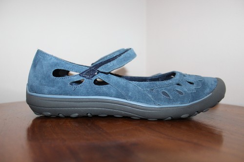 SKECHERS MUJER EARTH FEST PETUNIA MARY JANE ZAPATOS PLANOS GAMUZA AZUL MARINO TALLA 8 EE. UU. - Imagen 6 de 12