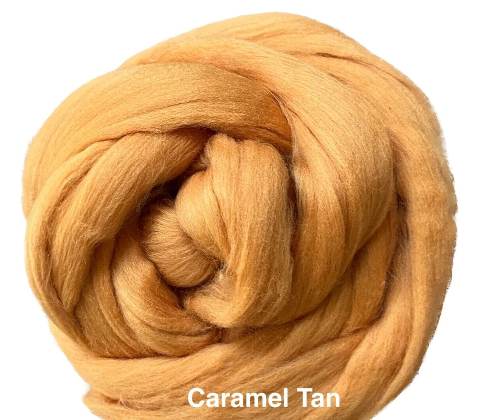 Caramel TAN Wool Roving For Wet/Needle Felting and Spinning into Yarn Crafts - Image 2 of 4