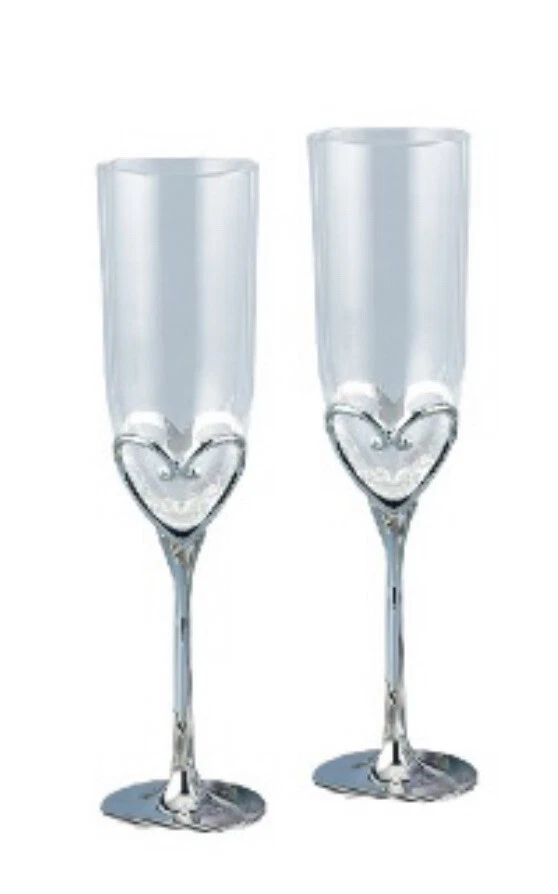 Flautas tostadas champán Hortense B. Hewitt corazones abiertos tallos 2 flautas Foto 3 de 4