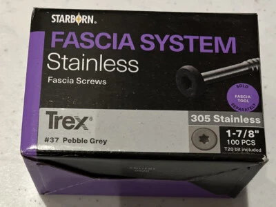 STARBORN Fascia System for TREX 1-7/8" 305 Stainless Screws #37 Pebble Grey