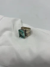 SILPADA RETIRED Sterling Silver 925 Aqua Blue Glass Large Ring Size 7