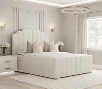 Crown Bed Frame Plush Velvet Upholstered Ottoman Gas Lift Storage Double King UK