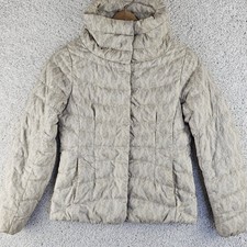 Eddie Bauer Goose Down Puffer Floral Lace Motif Snap Full Zip Jacket Size Small