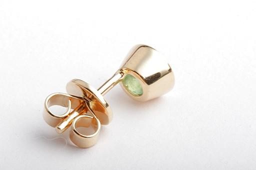 Emerald Earrings Ear Stud 0,92ct Round Cut 750 18K Yellow Gold New Columbia thumbnail 4