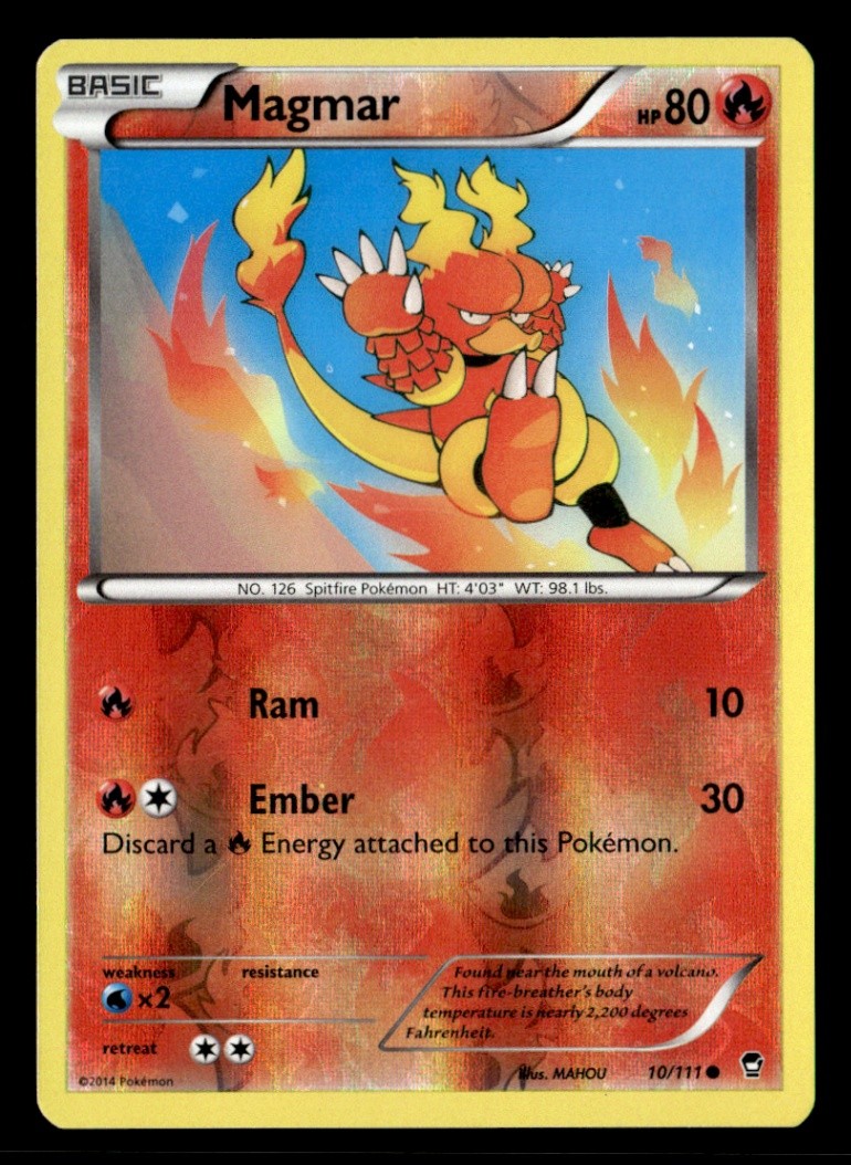 Magmar Common Reverse Holo XY - Furious Fists 10/111 LP Pokémon TCG