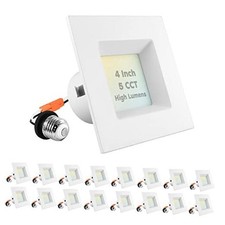16-Pack 4 Inch Square LED Recessed Can Lights, 14W 75W, 5 16 Count Pack of 1