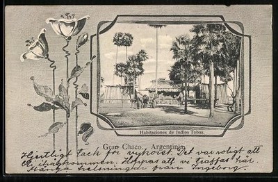 Lithograph Gran Chaco, Habitaciones de Indios Tobas, Mat 