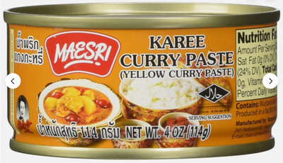 Maesri Yellow Curry (Kang Karee) Paste Thai, 4 Oz