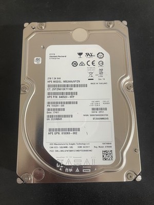 HPE 2TB 7.2K RPM SAS 12G 3.5'' LFF SC Server Hard Drive MB2000JVYZN - Refurbished
