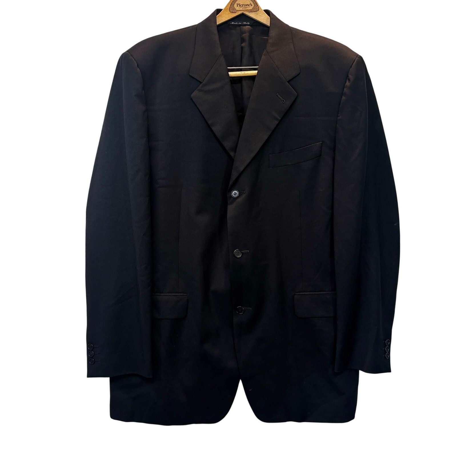 Vintage Canali Blazer Mens US 44 Black Proposta 100% Wool Jacket Made Italy