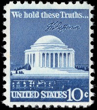 US Scott # 1510, Jefferson Memorial & Signature, 1973 10¢ Stamp, MNH