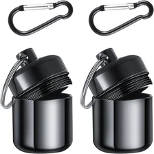 2 Pack Ear Plug Carrying Case Keychain, Waterproof Metal Earplug Case with Carab