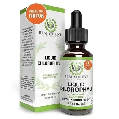 Benevolent Liquid Chlorophyll Drops - 4 Month Supply, Alcohol-Free