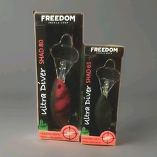 Freedom Tackle Ultra Diver Shad Lot (2) – Sizes 65 & 80 – New Blood & Green Craw
