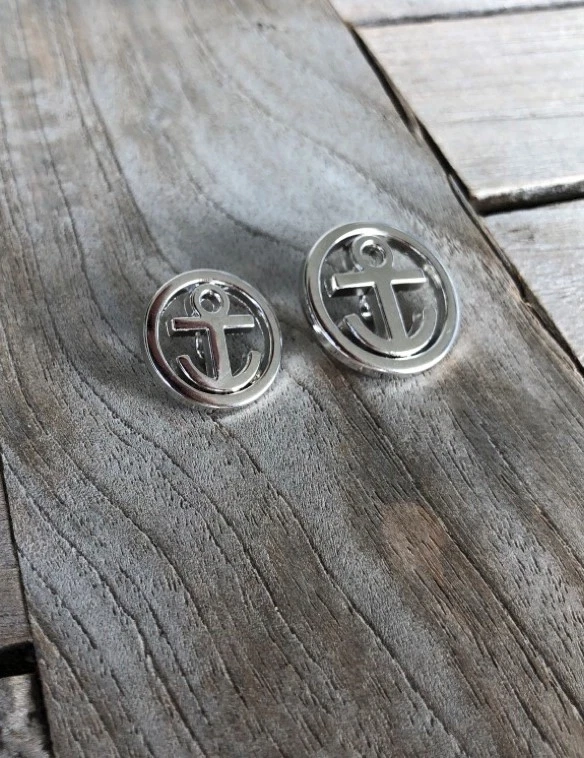 10 Stück silber glänzende Anker Metallknöpfe 19mm oder 23mm - Bild 3 von 4