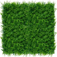 Artificial Plants Hedge Wall Panels：20x20 Inch 4P UV-Anti Greenery Boxwood Fe...